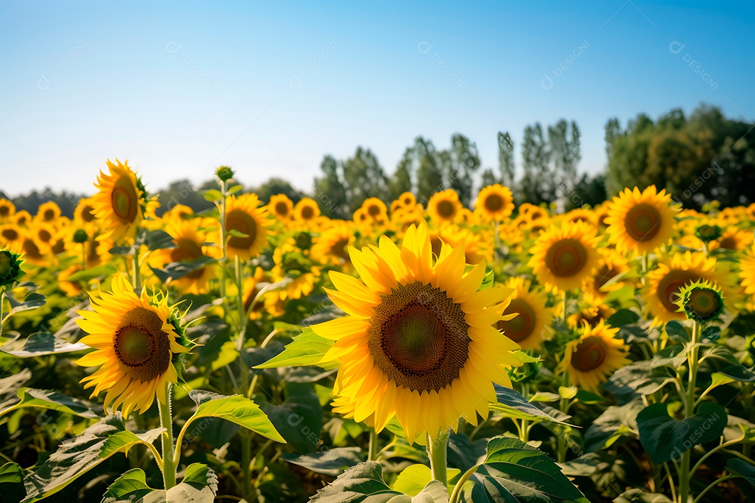 Lindas Girassóis em um campo