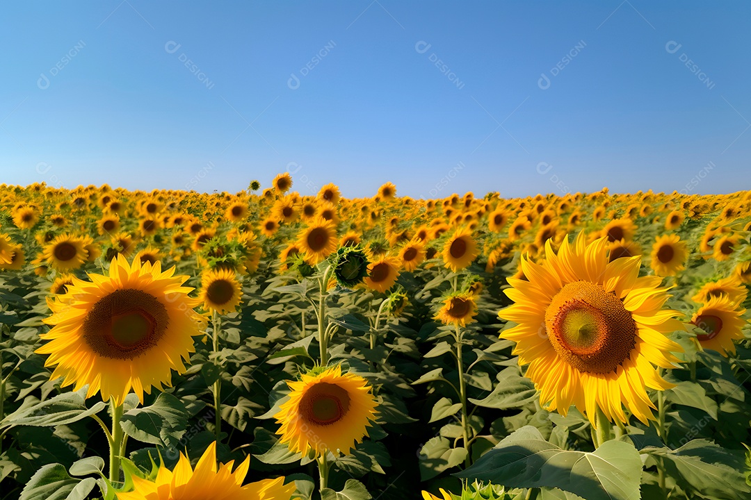 Lindas Girassóis em um campo