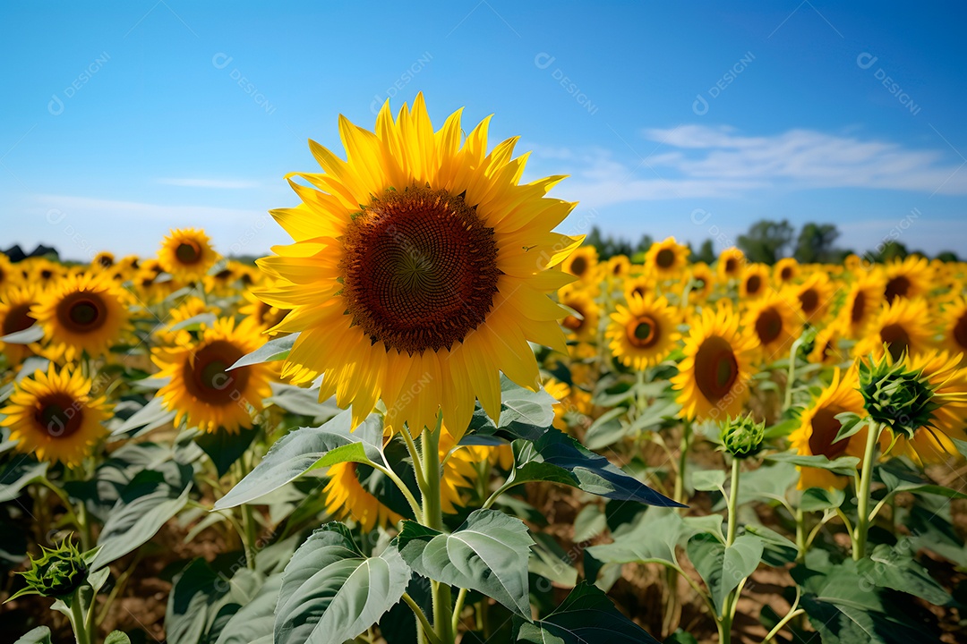 Lindas Girassóis em um campo