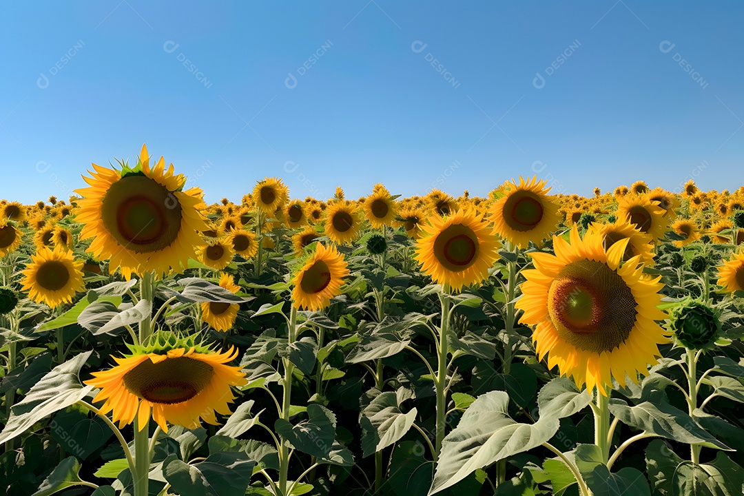 Lindas Girassóis em um campo