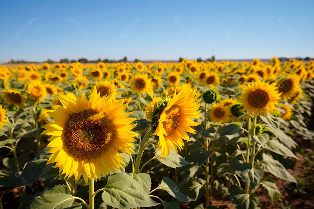 Lindas Girassóis em um campo