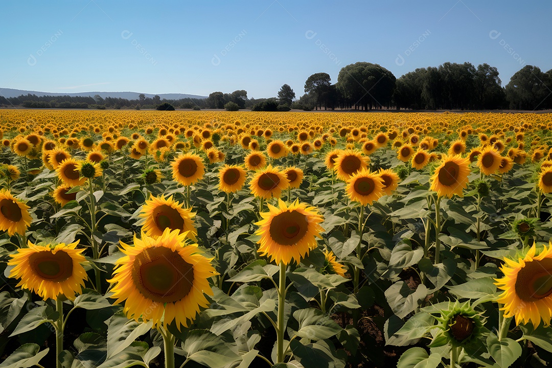Lindas Girassóis em um campo