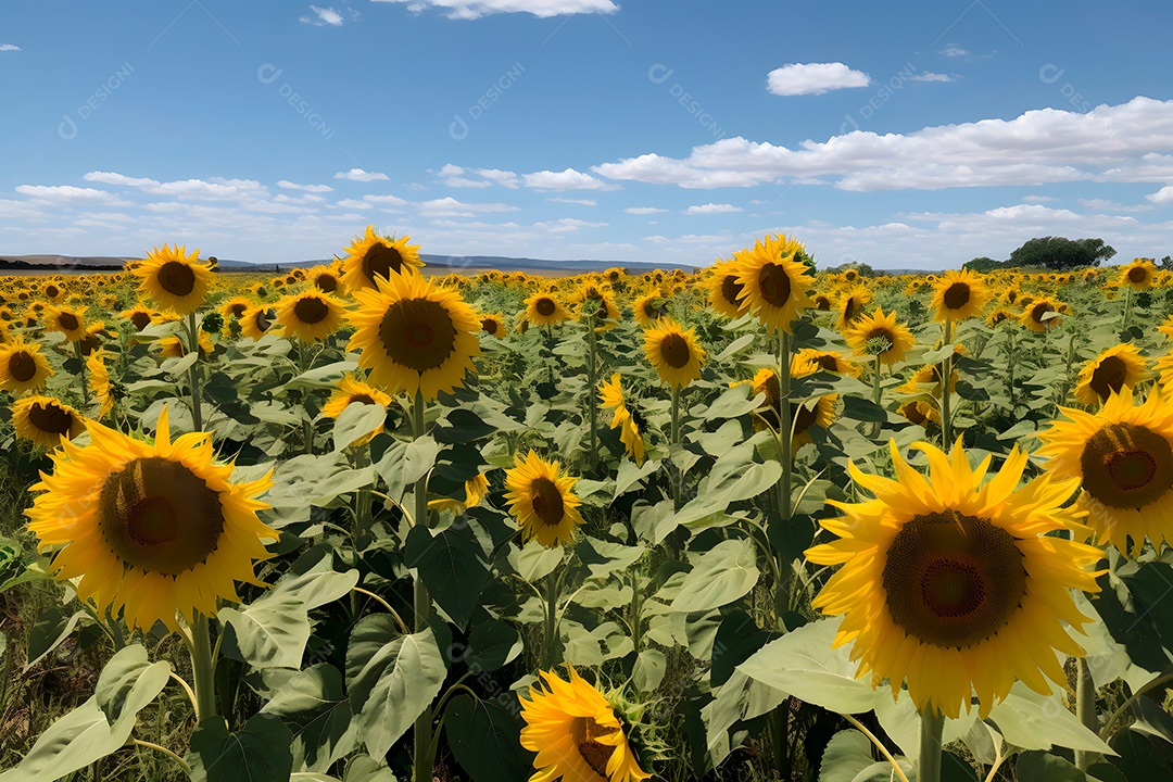 Lindas Girassóis em um campo