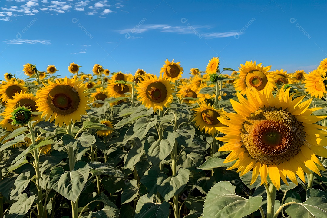 Lindas Girassóis em um campo