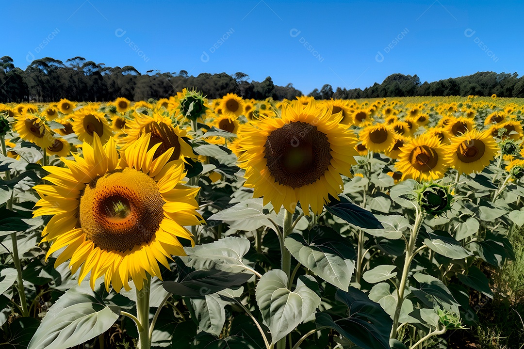 Lindas Girassóis em um campo