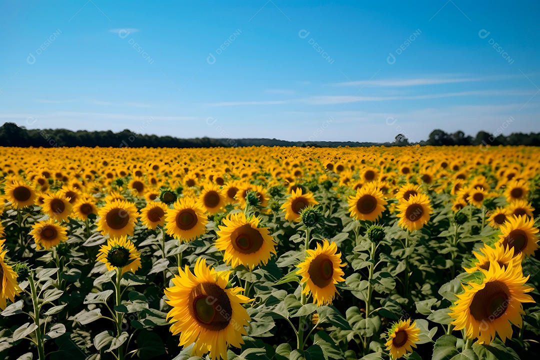 Lindas Girassóis em um campo