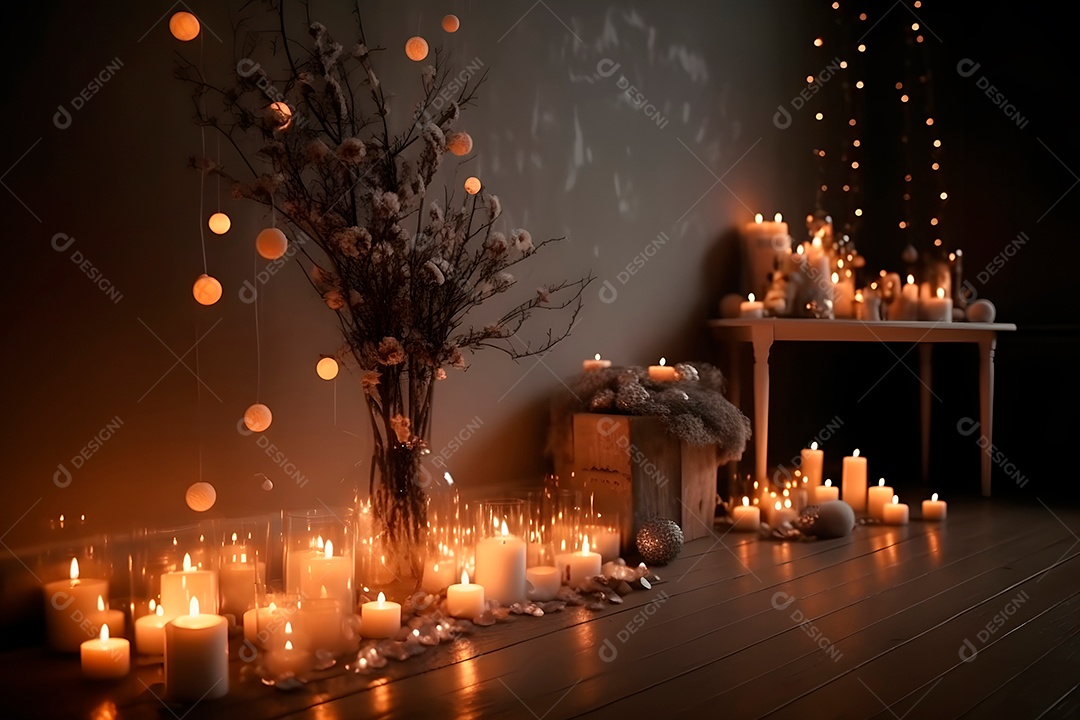 Sala de estar com decorações natalina