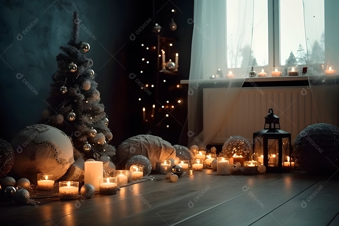 Sala de estar com decorações natalina