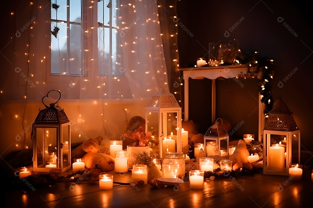 Sala de estar com decorações natalina