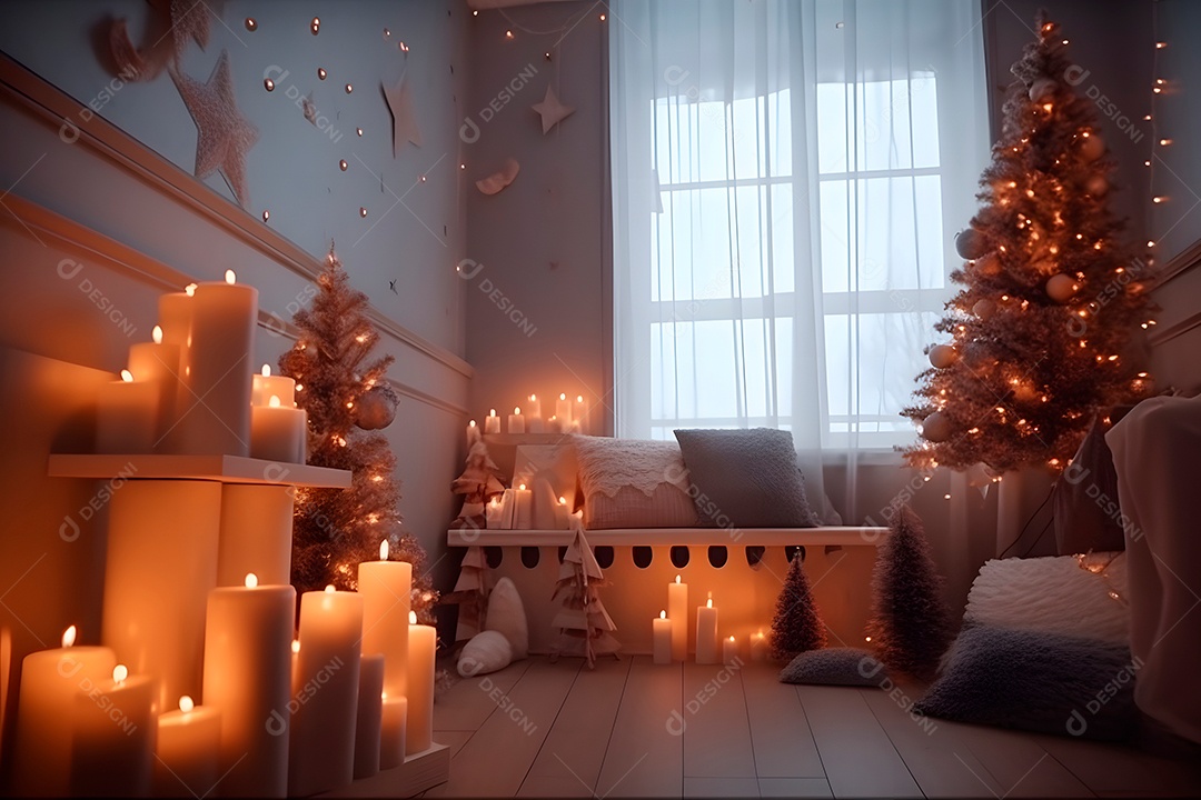 Sala de estar com decorações natalina