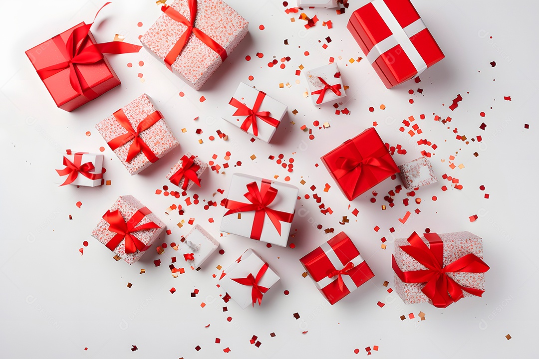 Caixas de presentes em uma mesa branca