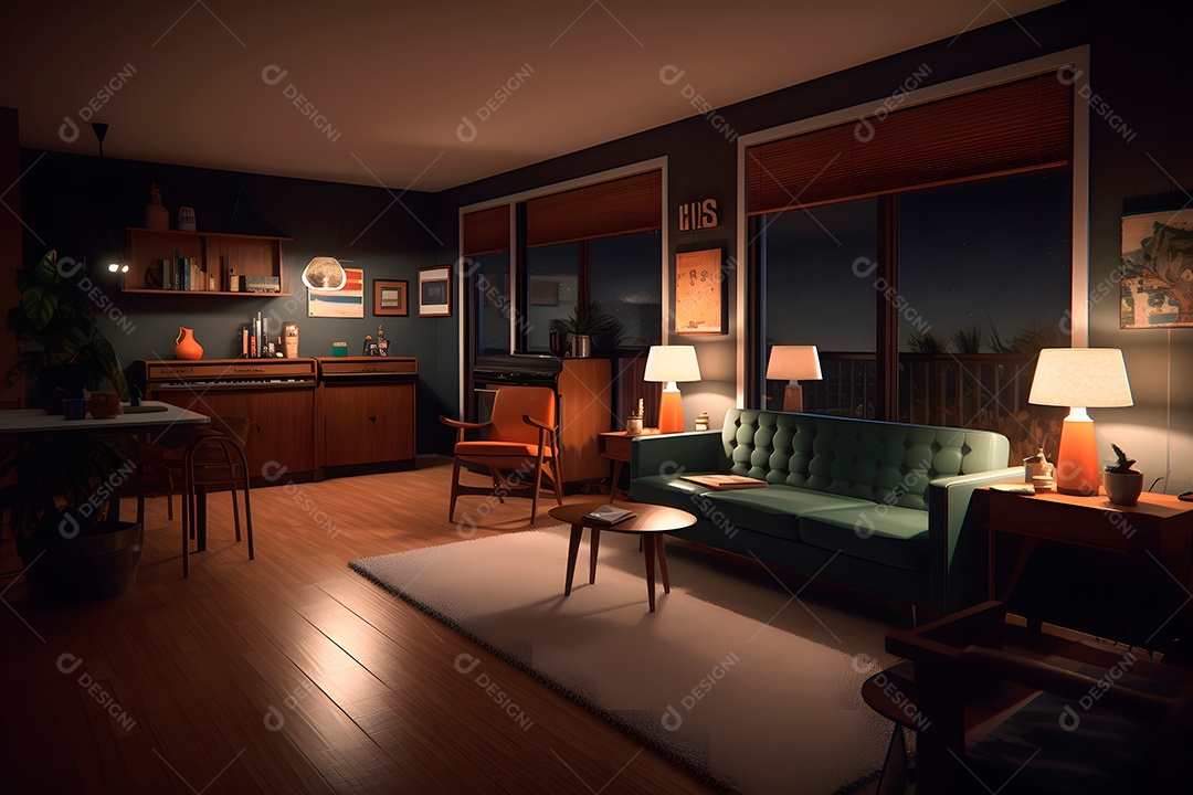 Retrato realista de uma linda interior de casa