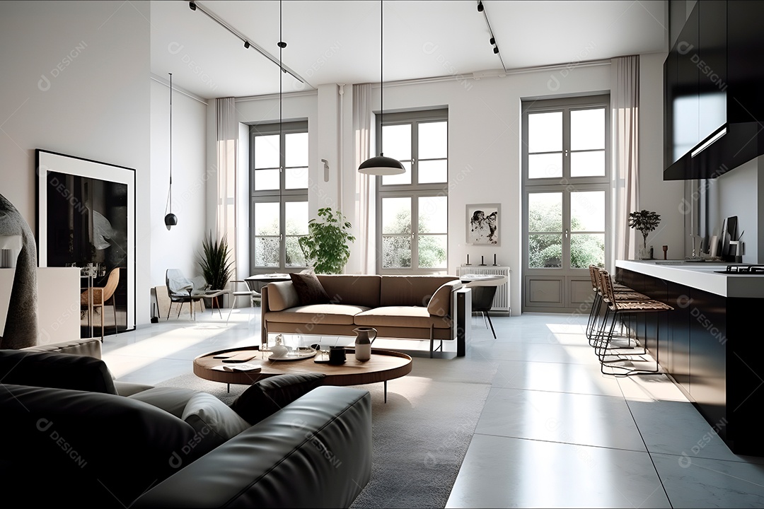 Retrato realista de uma linda interior de casa