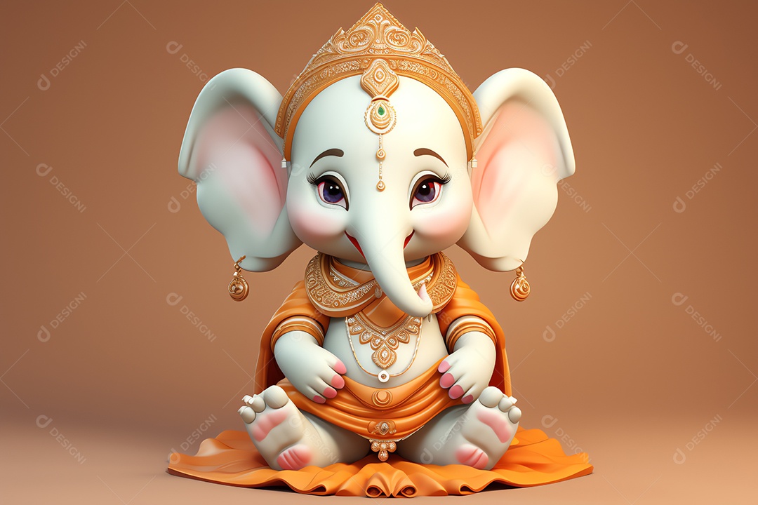 Adorável Ganesha uma ilustração mínima fofa, festival de saudações Happy Ganesh Chaturthi