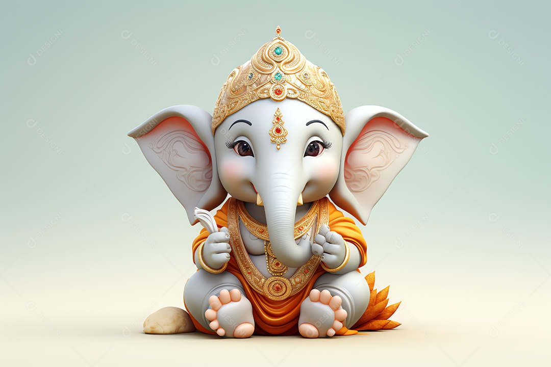 Adorável Ganesha uma ilustração mínima fofa, festival de saudações Happy Ganesh Chaturthi