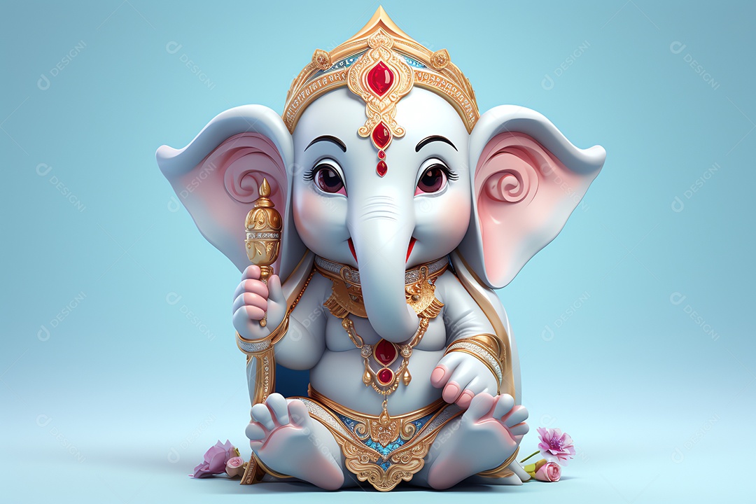 Adorável Ganesha uma ilustração mínima fofa, festival de saudações Happy Ganesh Chaturthi