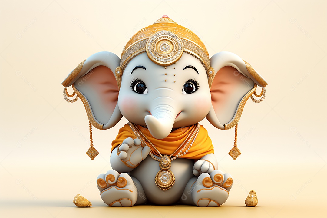 Adorável Ganesha uma ilustração mínima fofa, festival de saudações Happy Ganesh Chaturthi