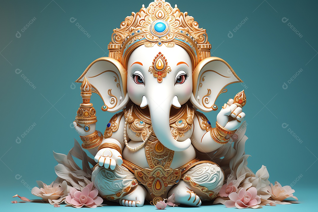 Adorável Ganesha uma ilustração mínima fofa, festival de saudações Happy Ganesh Chaturthi