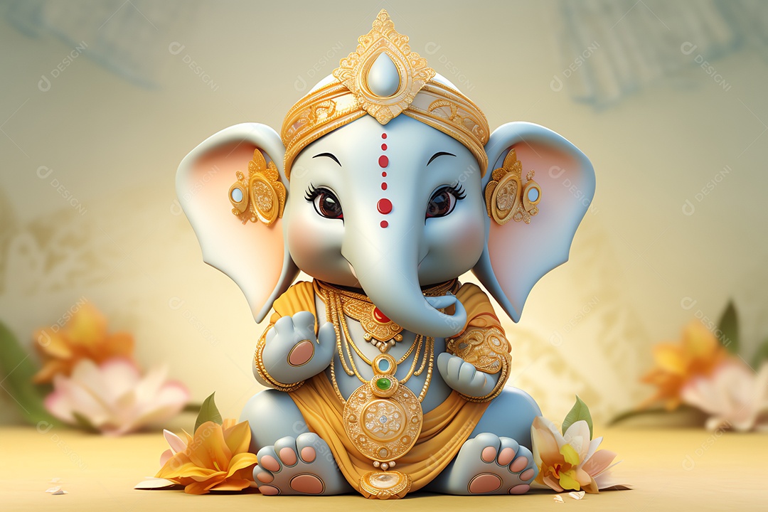 Adorável Ganesha uma ilustração mínima fofa, festival de saudações Happy Ganesh Chaturthi