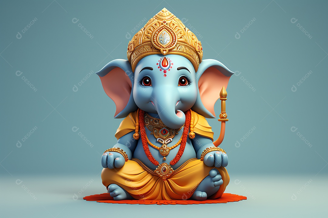 Adorável Ganesha uma ilustração mínima fofa, festival de saudações Happy Ganesh Chaturthi