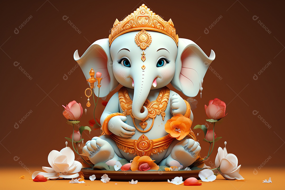 Adorável Ganesha uma ilustração mínima fofa, festival de saudações Happy Ganesh Chaturthi