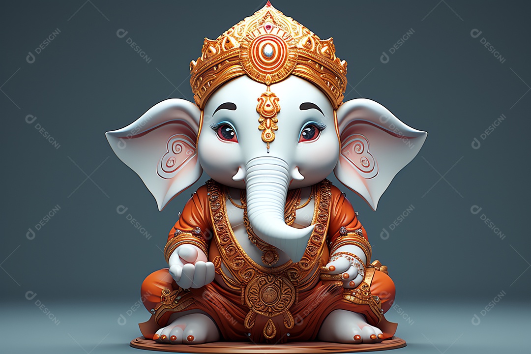 Adorável Ganesha uma ilustração mínima fofa, festival de saudações Happy Ganesh Chaturthi