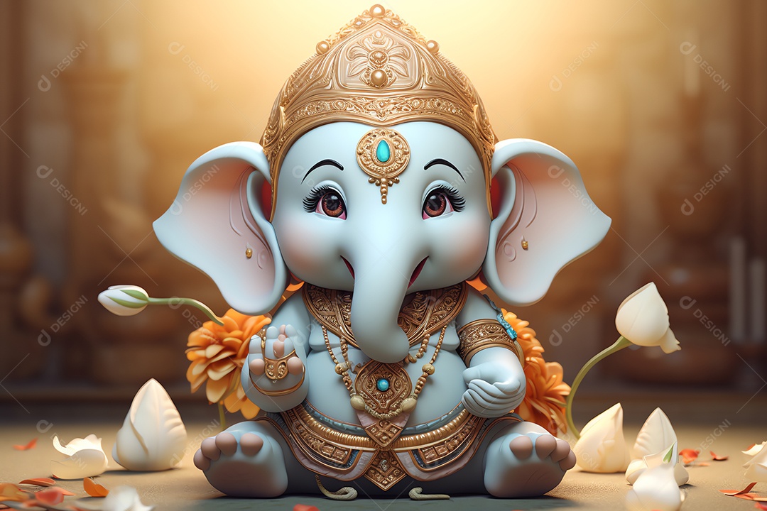 Adorável Ganesha uma ilustração mínima fofa, festival de saudações Happy Ganesh Chaturthi