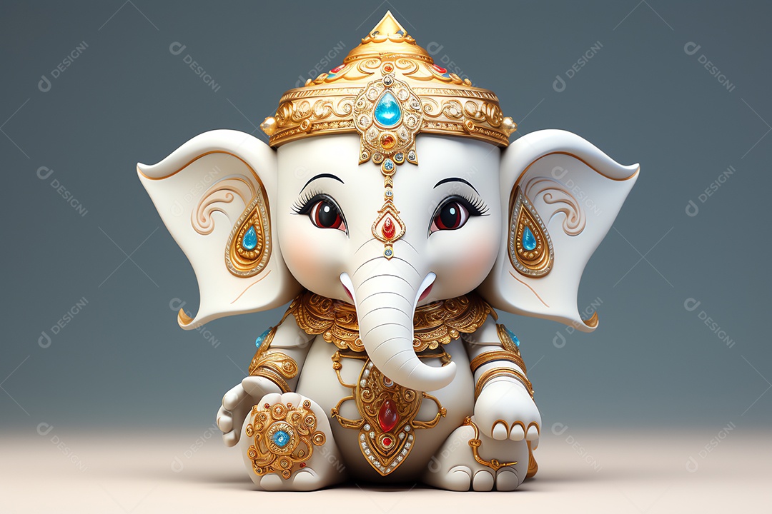 Adorável Ganesha uma ilustração mínima fofa, festival de saudações Happy Ganesh Chaturthi