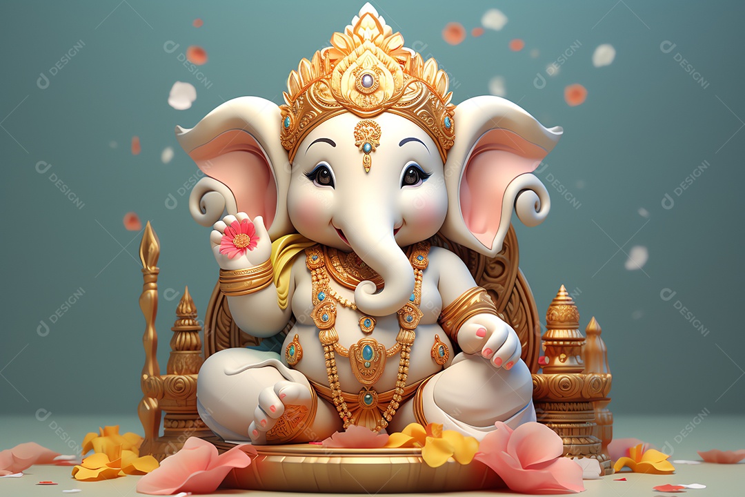 Adorável Ganesha uma ilustração mínima fofa, festival de saudações Happy Ganesh Chaturthi