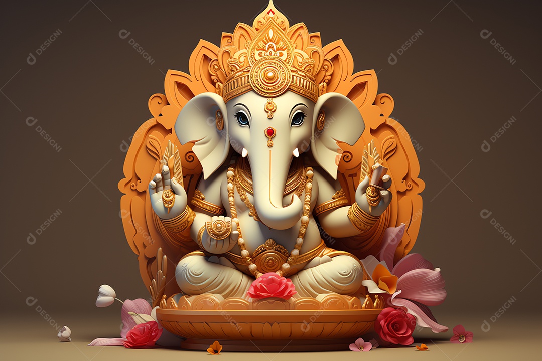 Adorável Ganesha uma ilustração mínima fofa, festival de saudações Happy Ganesh Chaturthi