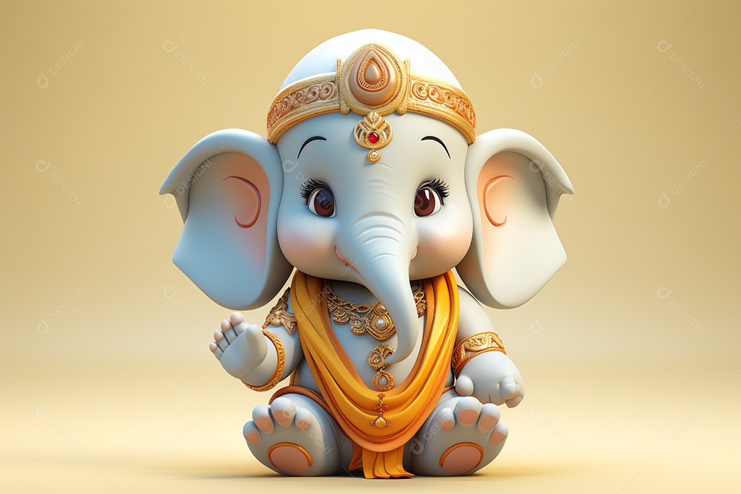 Adorável Ganesha uma ilustração mínima fofa, festival de saudações Happy Ganesh Chaturthi