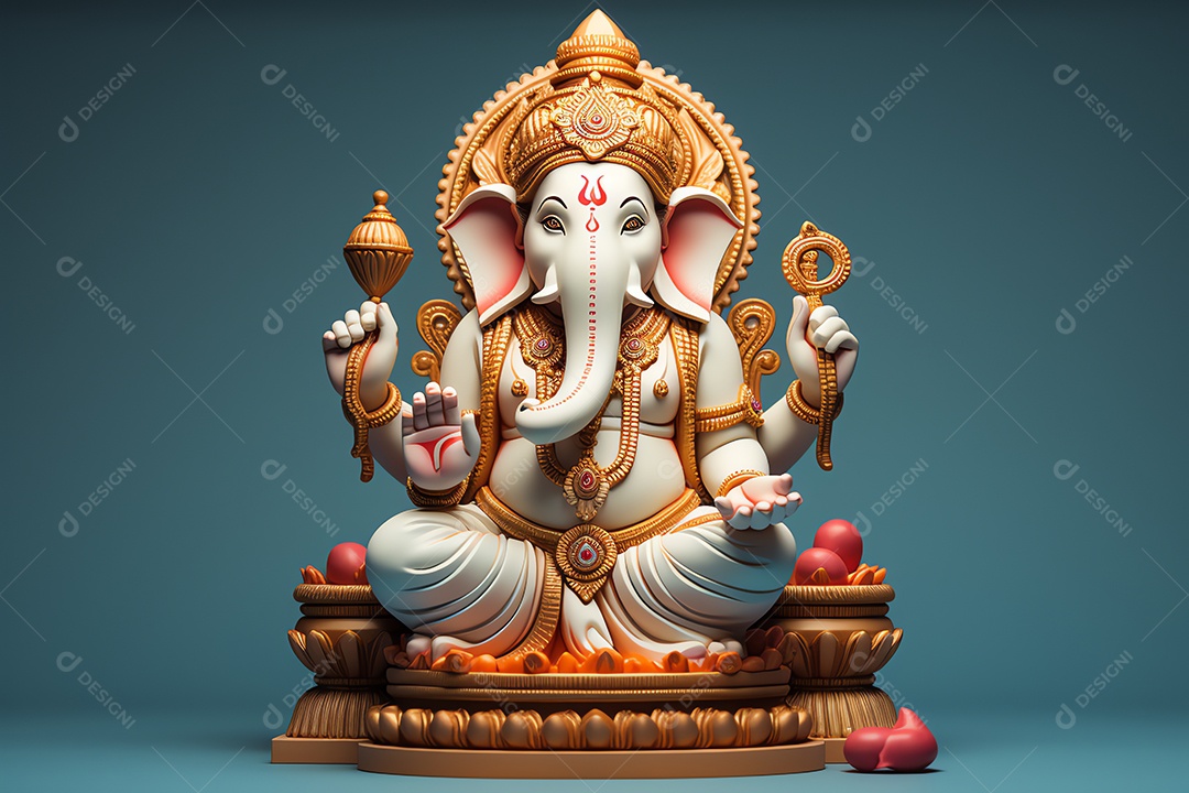 Adorável Ganesha uma ilustração mínima fofa, festival de saudações Happy Ganesh Chaturthi