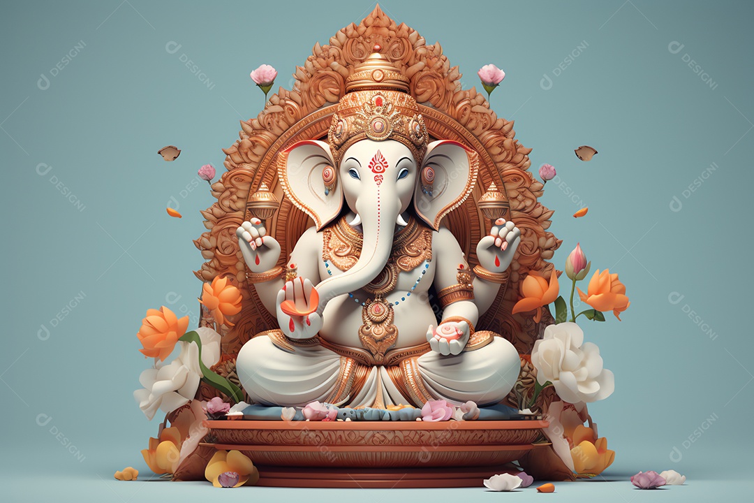 Adorável Ganesha uma ilustração mínima fofa, festival de saudações Happy Ganesh Chaturthi