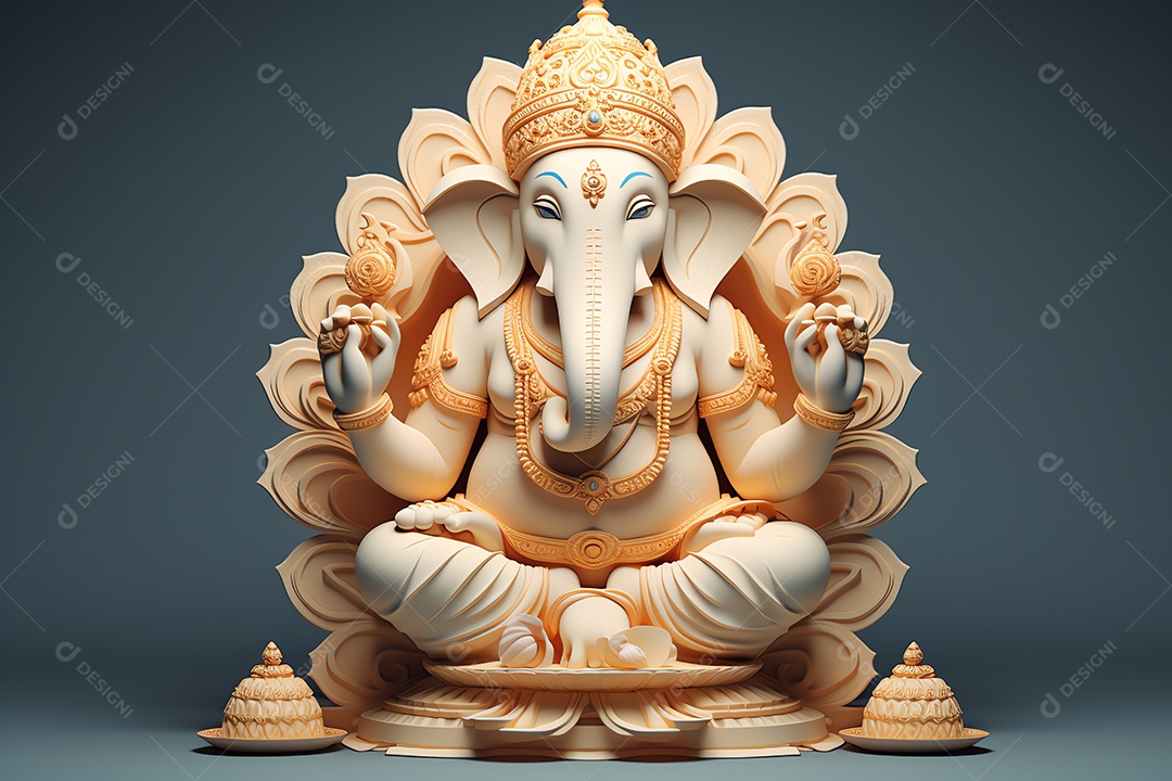 Adorável Ganesha uma ilustração mínima fofa, festival de saudações Happy Ganesh Chaturthi