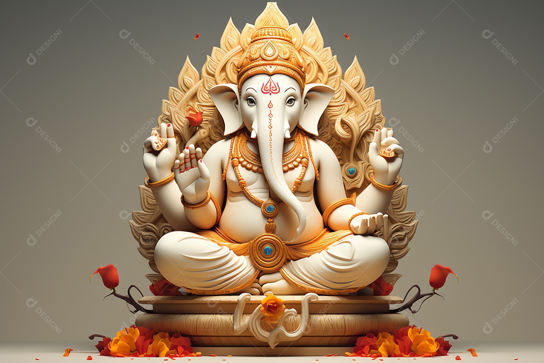 Adorável Ganesha uma ilustração mínima fofa, festival de saudações Happy Ganesh Chaturthi