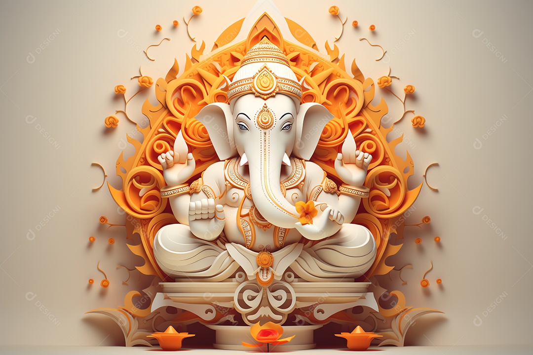 Adorável Ganesha uma ilustração mínima fofa, festival de saudações Happy Ganesh Chaturthi