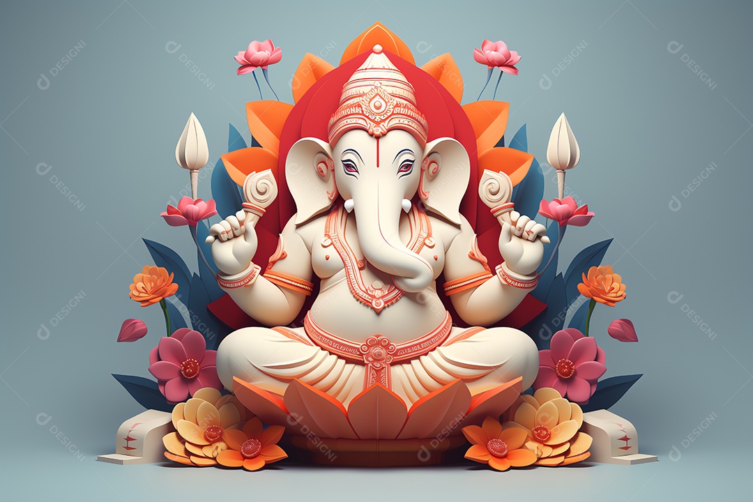 Adorável Ganesha uma ilustração mínima fofa, festival de saudações Happy Ganesh Chaturthi
