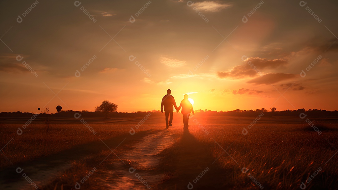 Silhueta de pessoas correndo em uma estrada