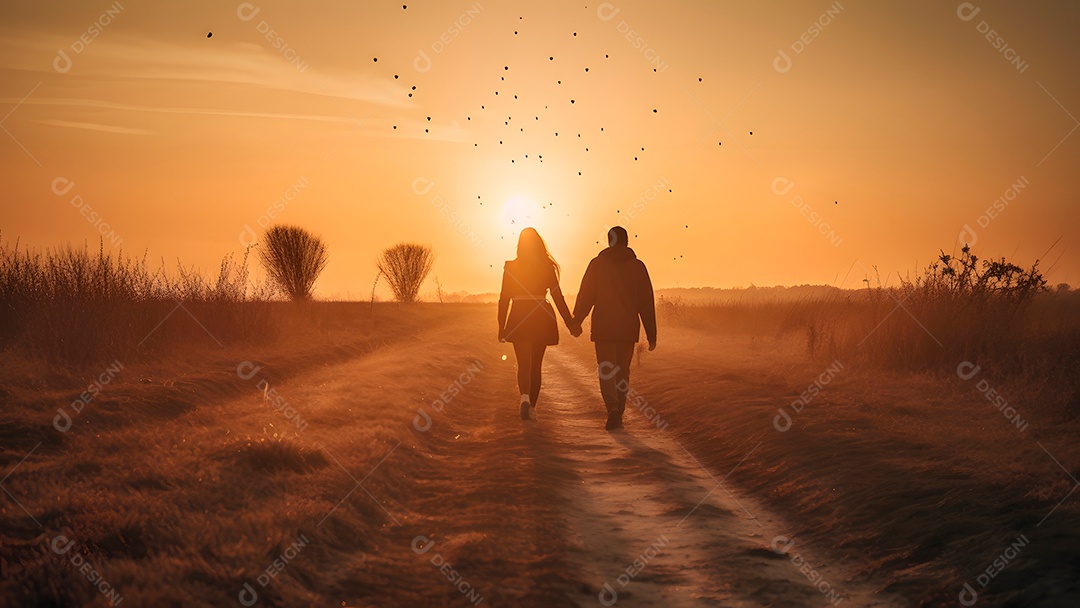 Silhueta de pessoas correndo em uma estrada