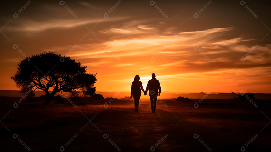 Silhueta de pessoas correndo em uma estrada