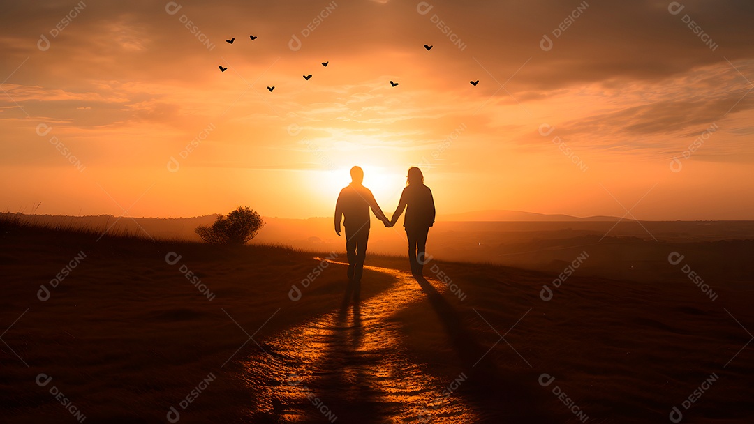 Silhueta de pessoas correndo em uma estrada