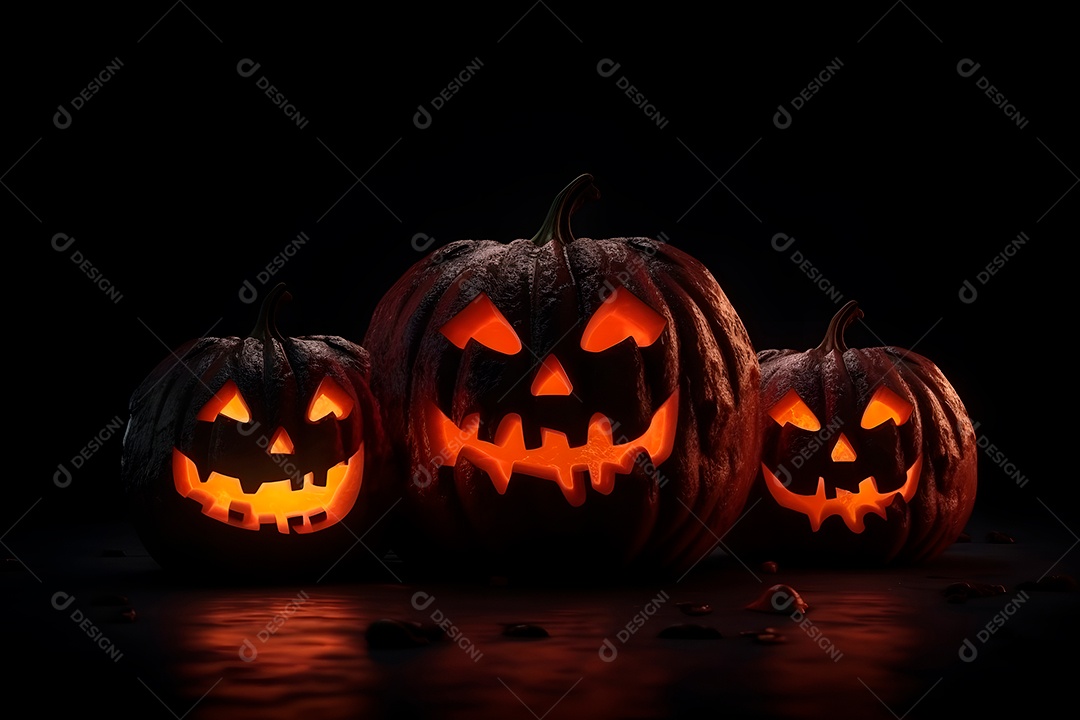 Cemitério misterioso de Halloween com uma grande lua laranja ou sol no céu