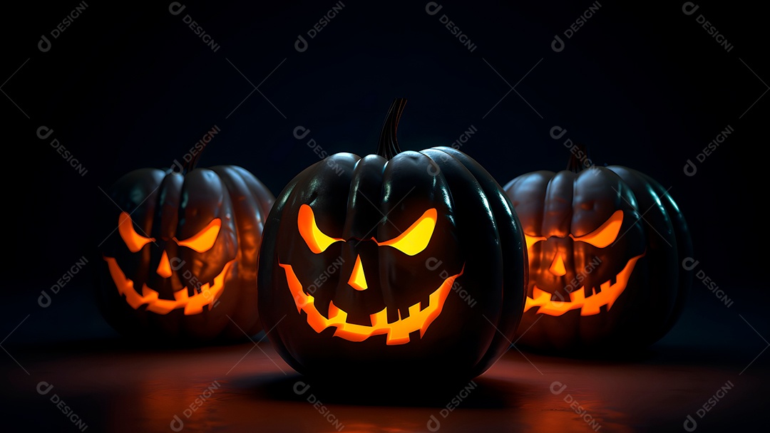 Cemitério misterioso de Halloween com uma grande lua laranja ou sol no céu