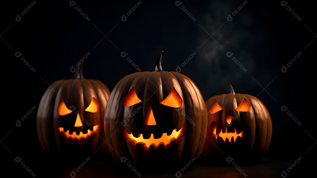 Cemitério misterioso de Halloween com uma grande lua laranja ou sol no céu