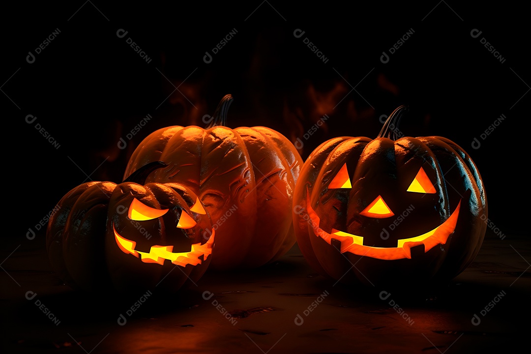 Cemitério misterioso de Halloween com uma grande lua laranja ou sol no céu