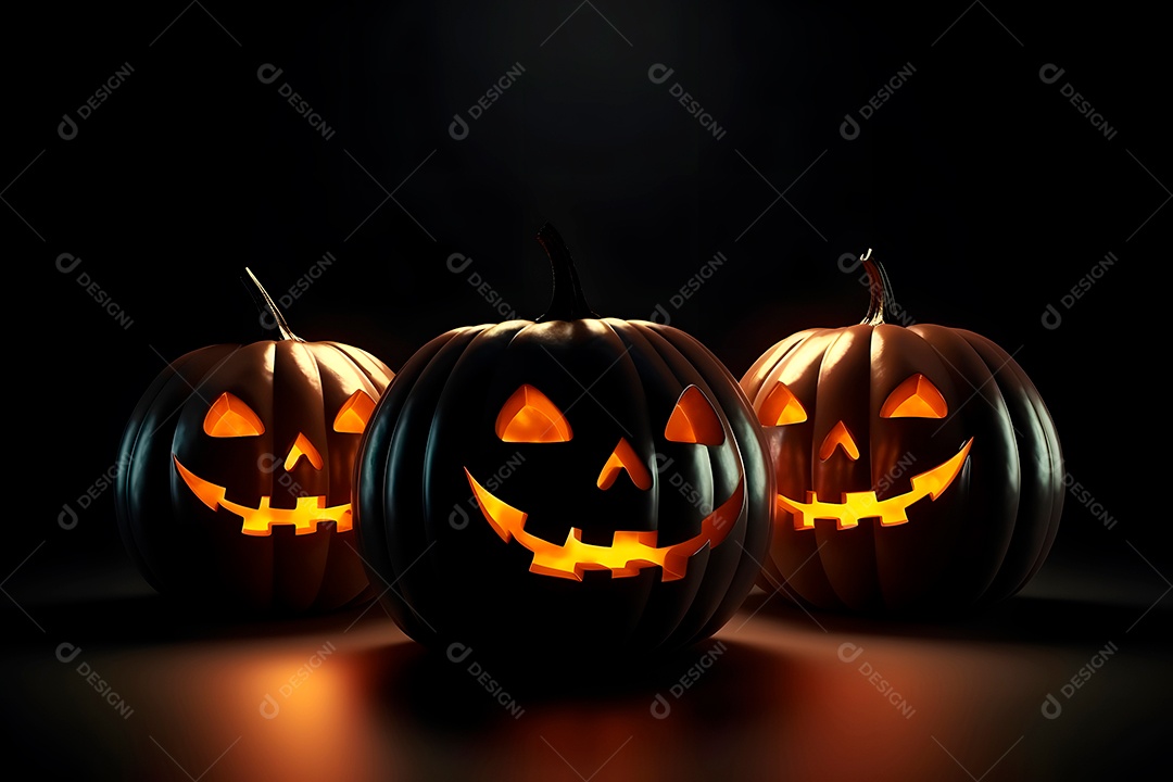 Cemitério misterioso de Halloween com uma grande lua laranja ou sol no céu