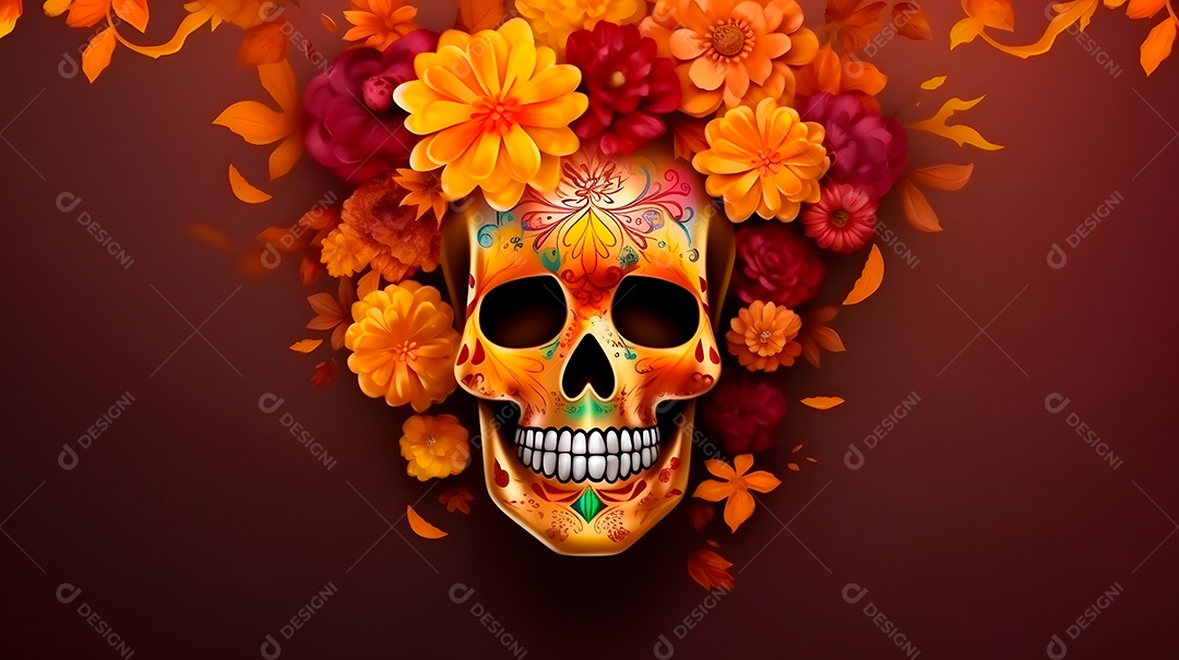 Remos brancos ornamentados com velas e flores para o Dia de los Muertos ou celebração do Dia dos Mortos