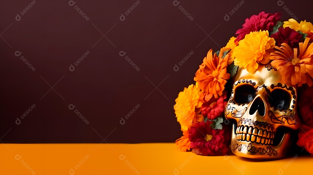 Remos brancos ornamentados com velas e flores para o Dia de los Muertos ou celebração do Dia dos Mortos