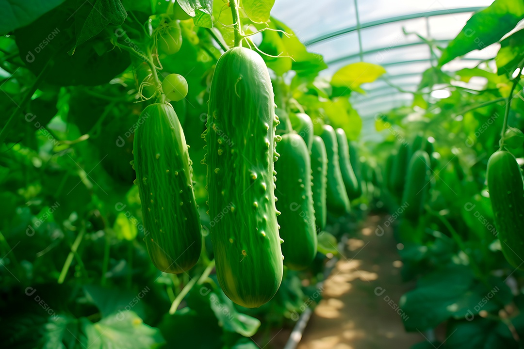 Plantação de pepino raios solares
