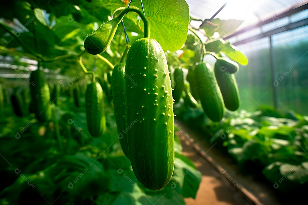 Plantação de pepino raios solares
